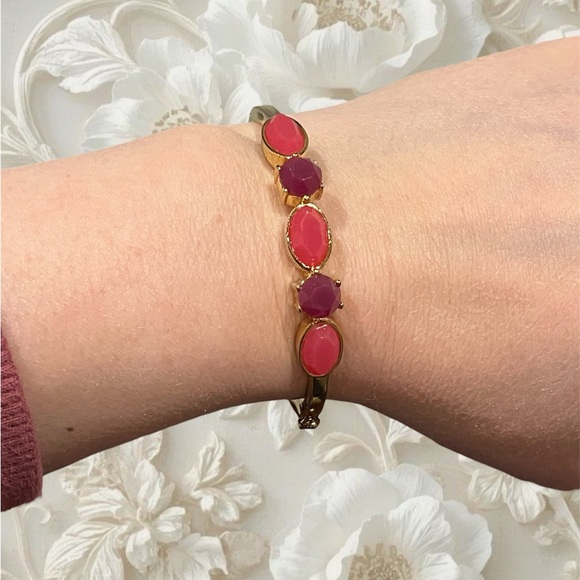 Kate Spade New York Faceted Floral Pink & Purple Bangle Bracelet EUC - Picture 6 of 6